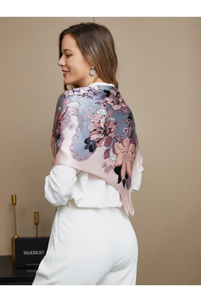 Floral Print Silk Scarf, Alternate, color, Multi