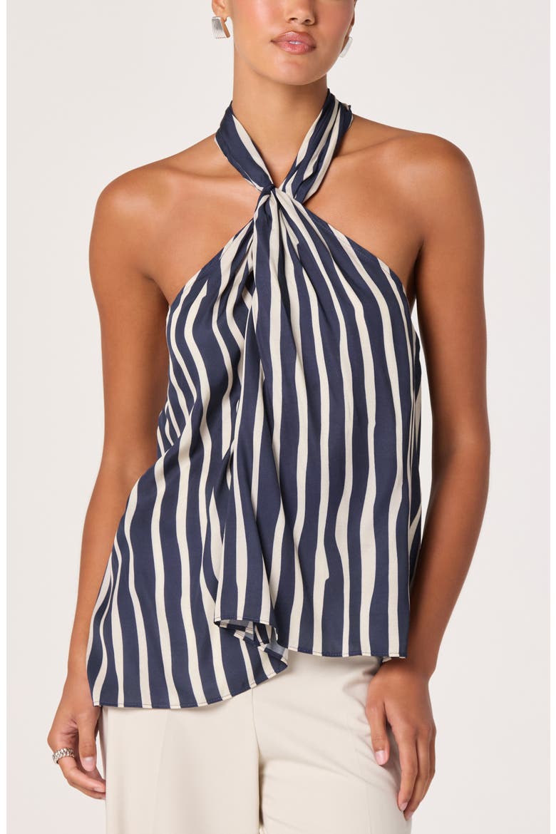 Cira Striped Halter Top, Alternate, color, NAVY STRIPE