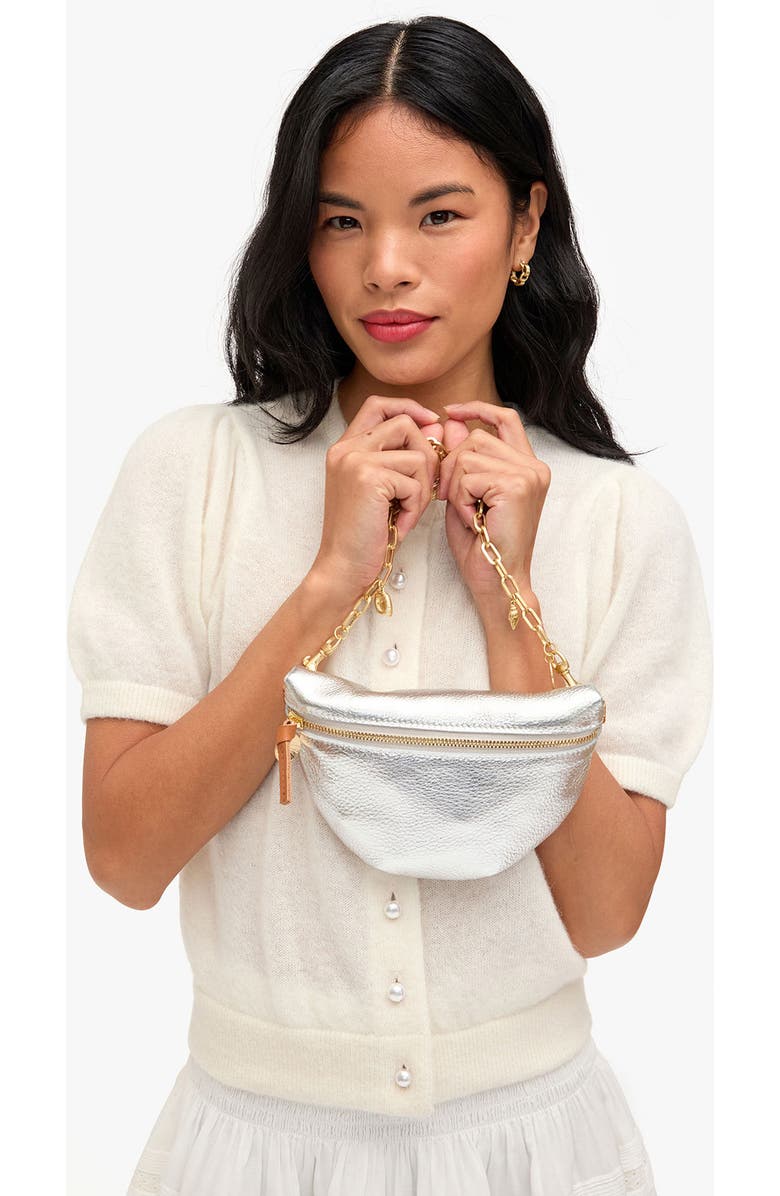 Clare V. Petit Metallic Leather Belt Bag, Alternate, color, Silver