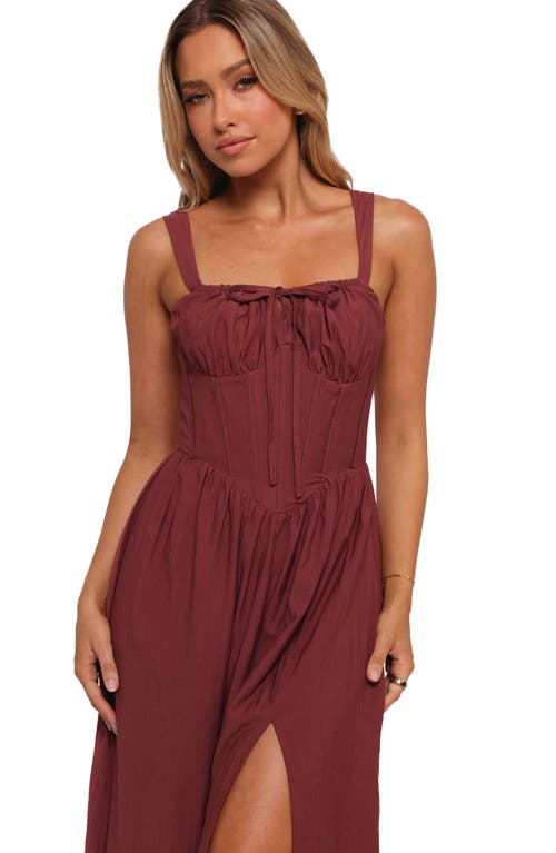Petal And Pup Petal & Pup Sofie Corset Midi Dress In Burgundy