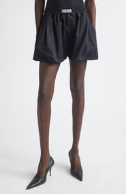 Balenciaga A-Line Wool Blend Twill Boxer Shorts