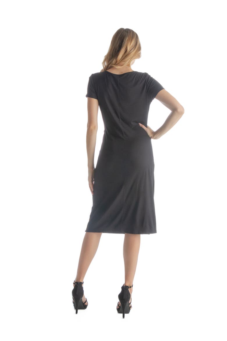 Short Sleeve Knee Length Faux Wrap Dress, Alternate, color, Black