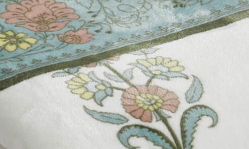 Jessica Simpson Plush Fleece Throw Blanket In Teal White Multi