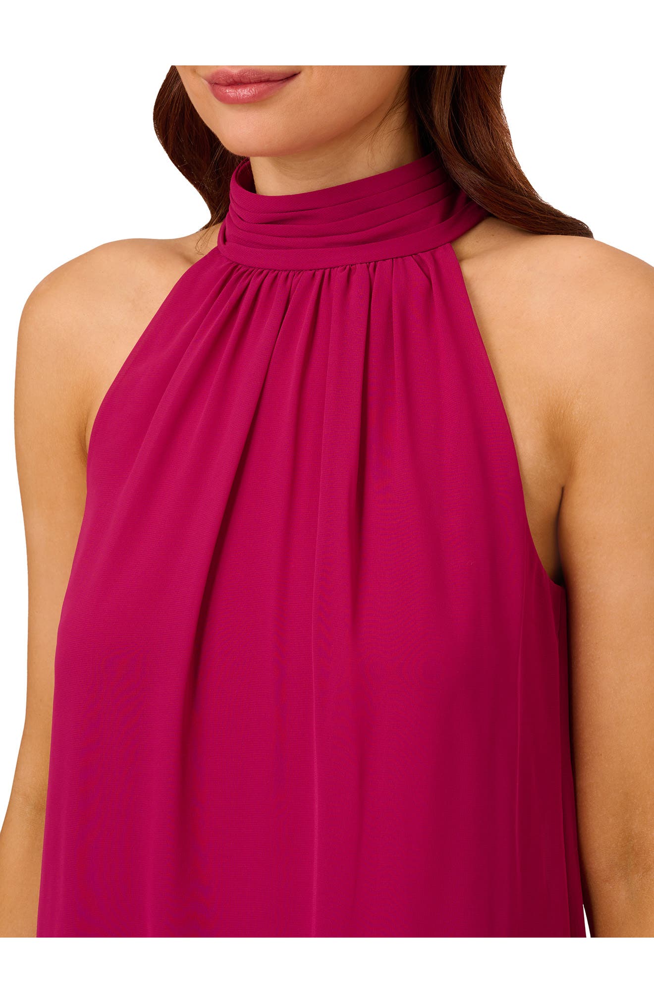Adrianna Papell Halter Neck Chiffon Dress — фото 4