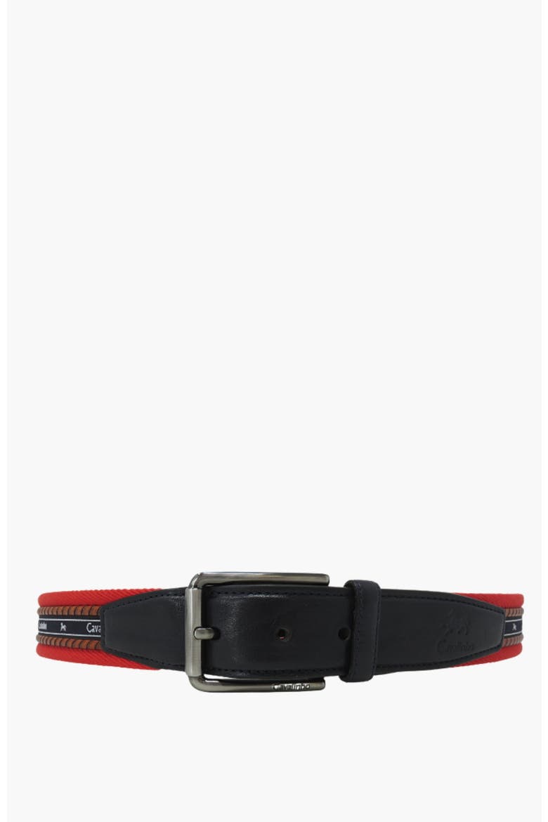 Casual 530 Fabric and Leather Belt, Main, color, Navy / Red
