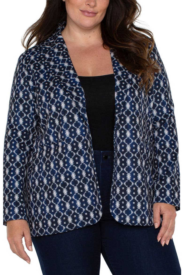 Batik Pattern Relaxed One-Button Blazer, Main, color, NVY BTK PR