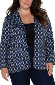 Liverpool Los Angeles Batik Pattern Relaxed One-Button Blazer