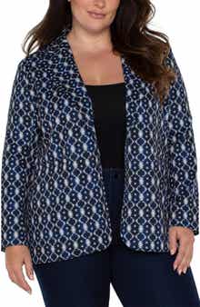 Liverpool Los Angeles Batik Pattern Relaxed One-Button Blazer