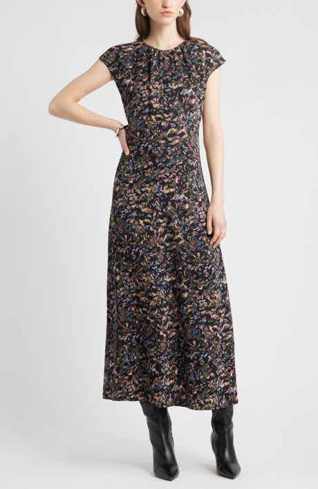 Nordstrom Shirred Cap Sleeve Maxi Dress