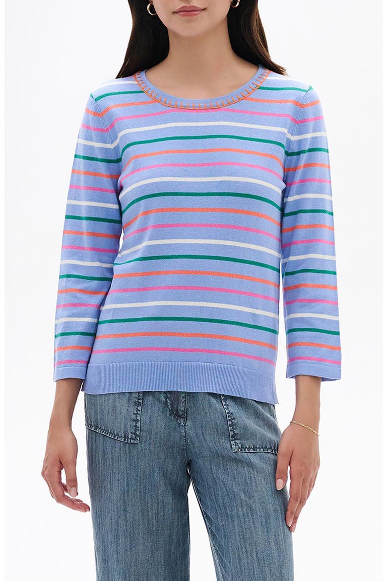 Stripe Embroidered Cotton T-Shirt Shirt, Main, color, PURPLE