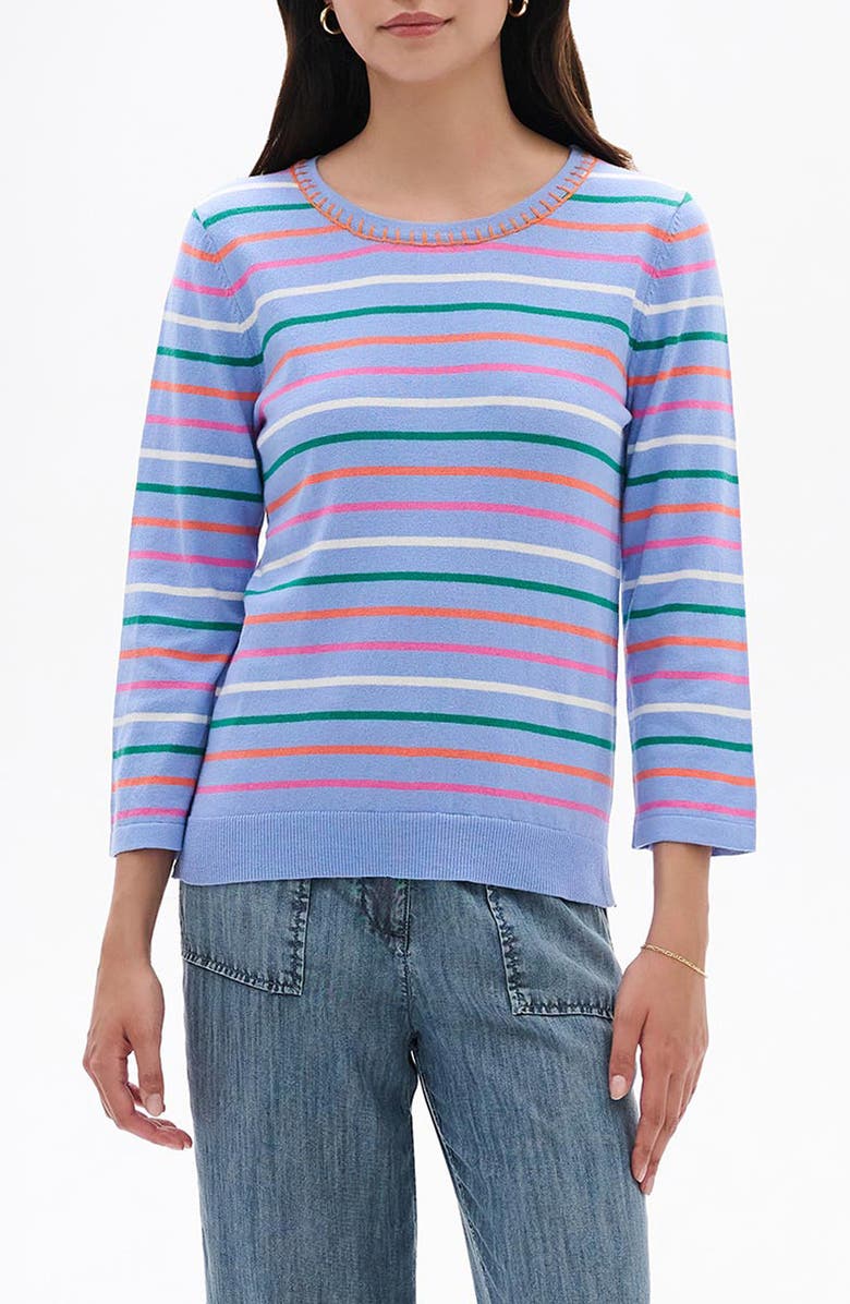 Hatley Stripe Embroidered Cotton T-Shirt Shirt, Main, color, Purple