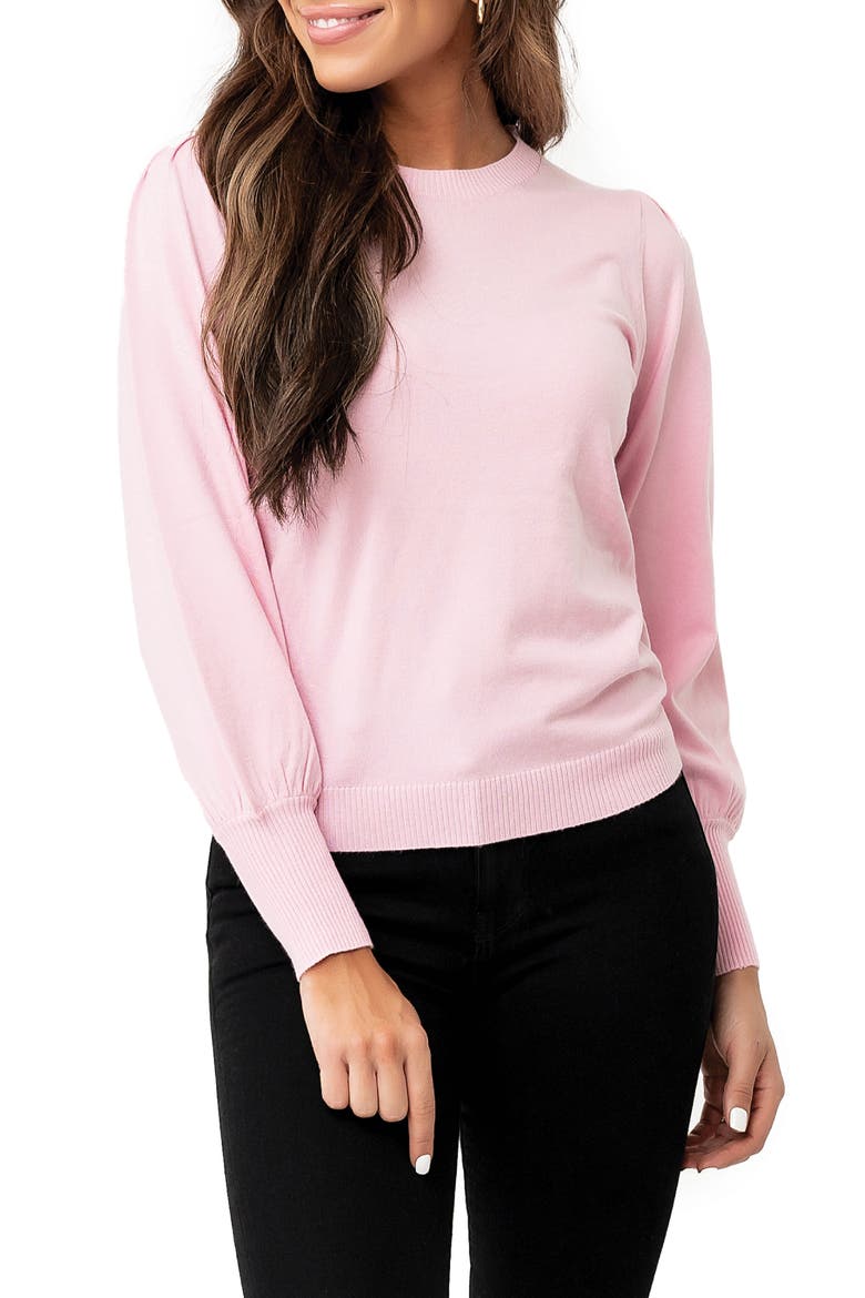 Silver Bells Blouson Sleeve Sweater, Main, color, CAMO PINK