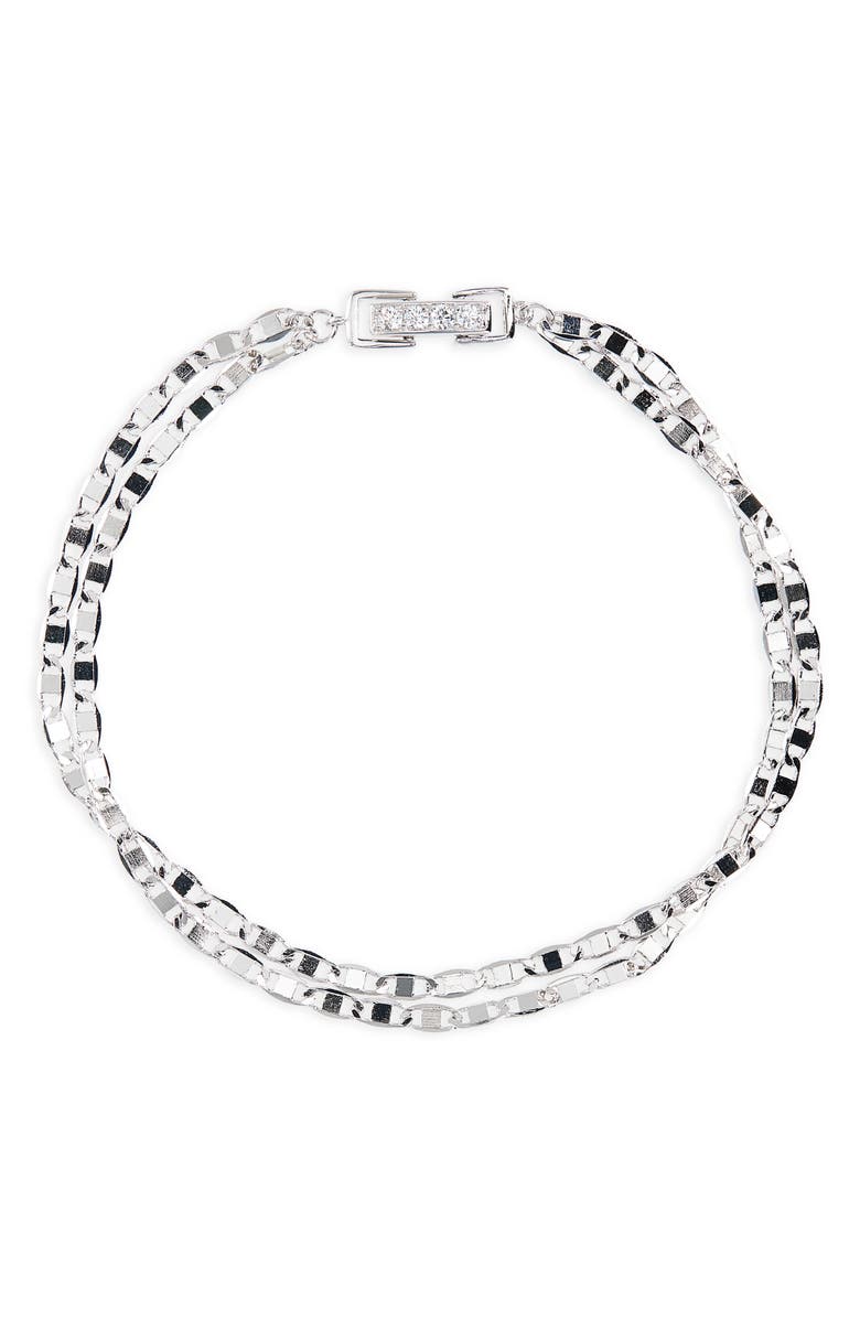 Nadri Mariner Chain Layered Bracelet, Main, color, Rhodium