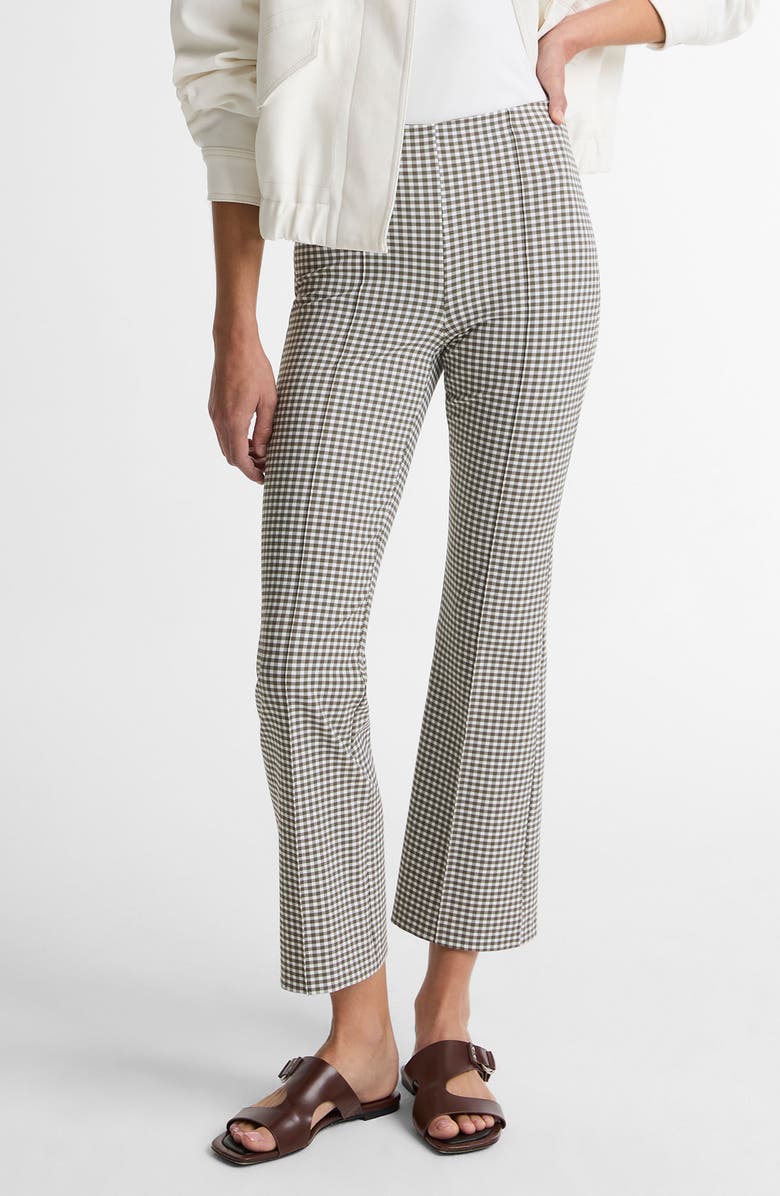 Vince Niki Mid Rise Crop Gingham Pants, Main, color, Tapenade Gingham