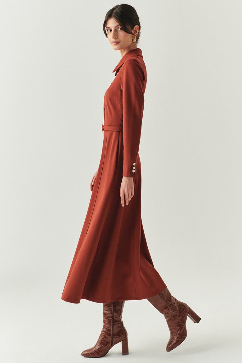 Georgina Knit Midi Dress, Alternate, color, BROWN