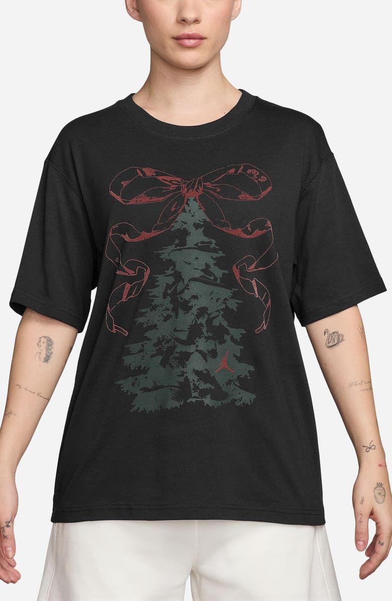 Jordan Christmas Tree Graphic T-Shirt, Main, color, Black/ Midnight Green