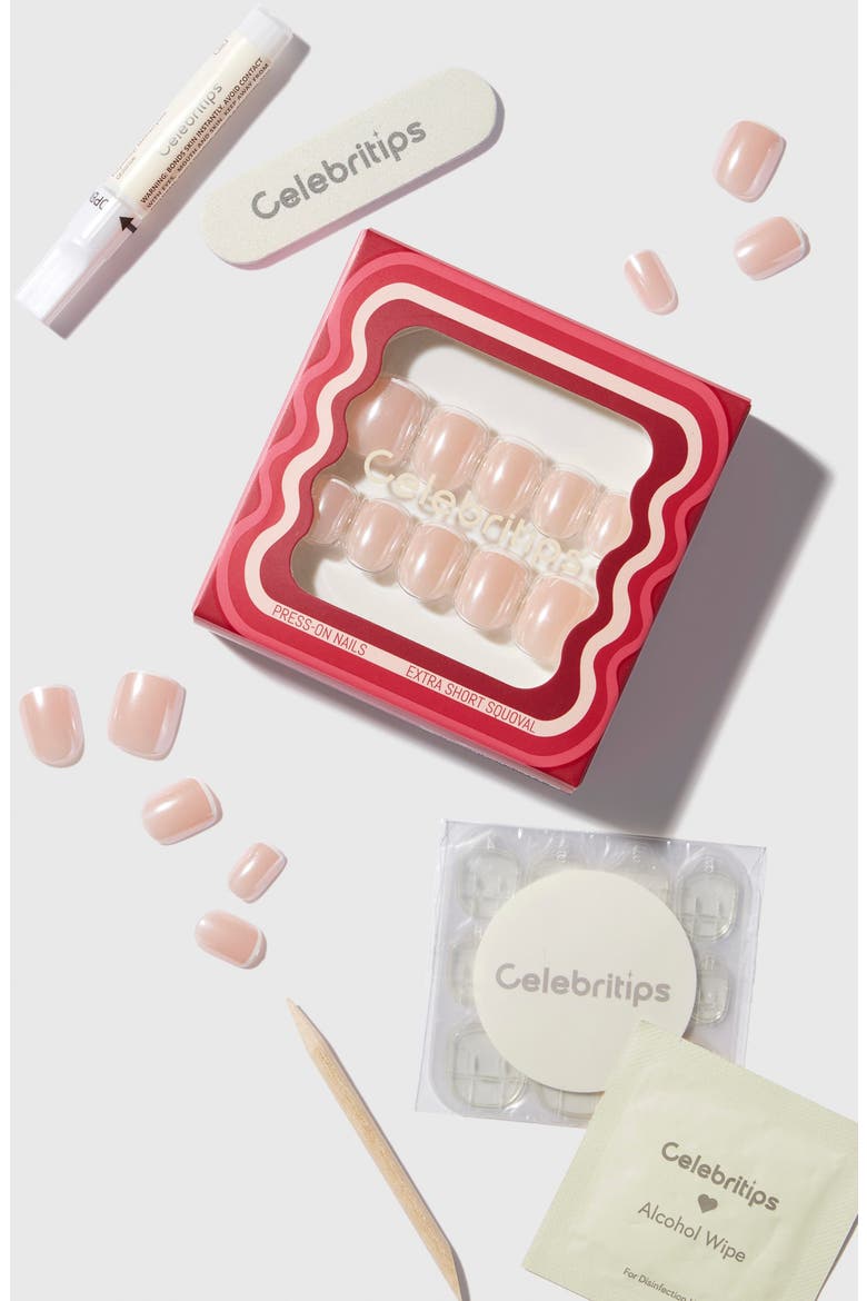 Micro French Glaze Extra Short Square Press-On Nails, Alternate, color, MICRO FRENCH GLAZE