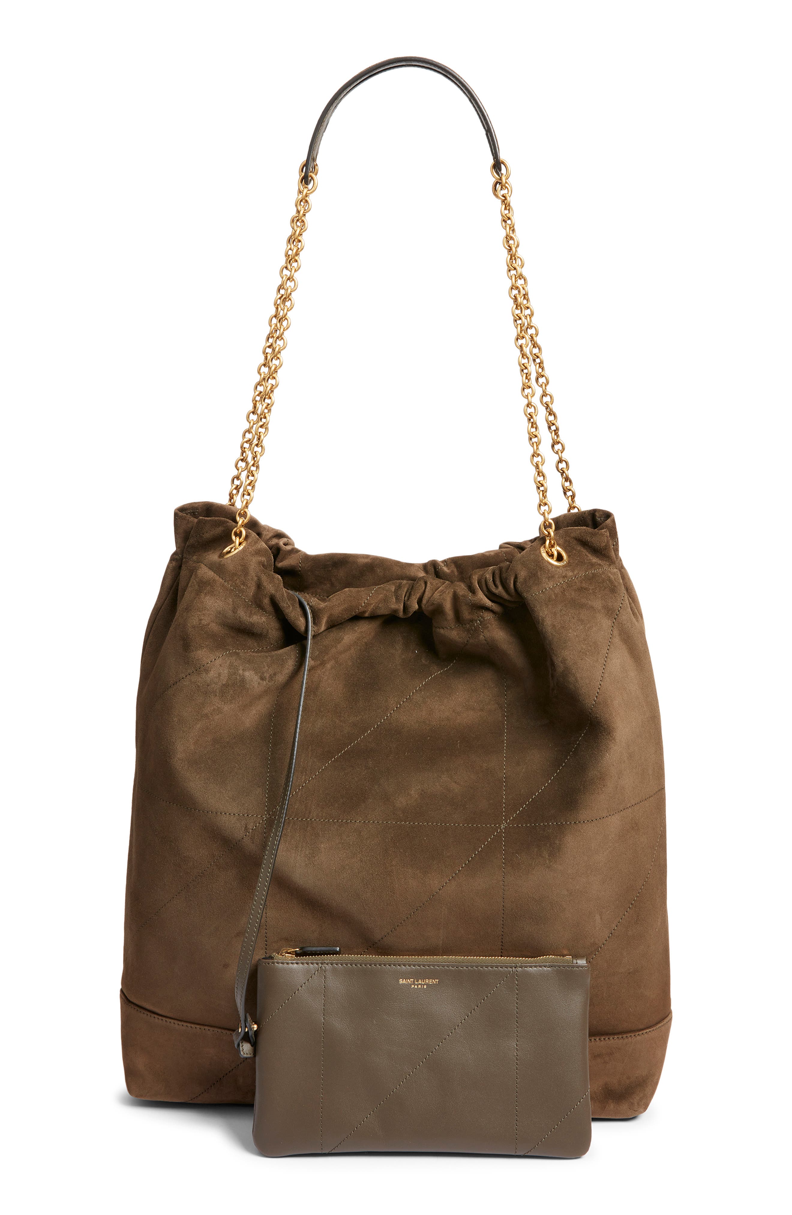 Saint Laurent Large Jamie 4.3 Patchwork Suede Shoulder Bag, Alternate, color, Light Musk