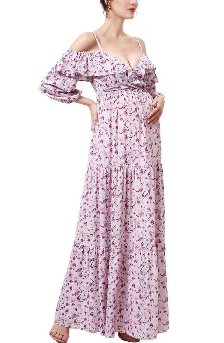 Kimi and Kai Raina Cold Shoulder Long Sleeve Maternity Dress, Alternate, color,
