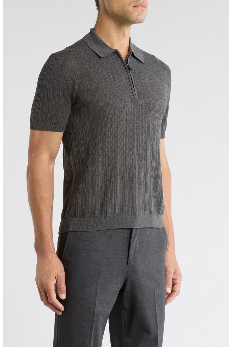 Textured Quarter Zip Polo, Alternate, color, GREY