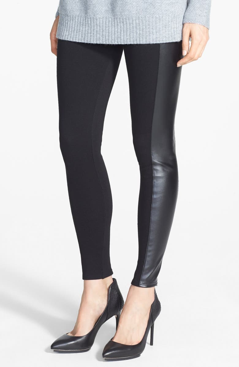 Nordstrom Faux Leather Stripe Ankle Zip Moto Leggings, Main, color, 
