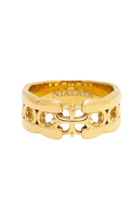 Cross Band Ring With Gold Plating