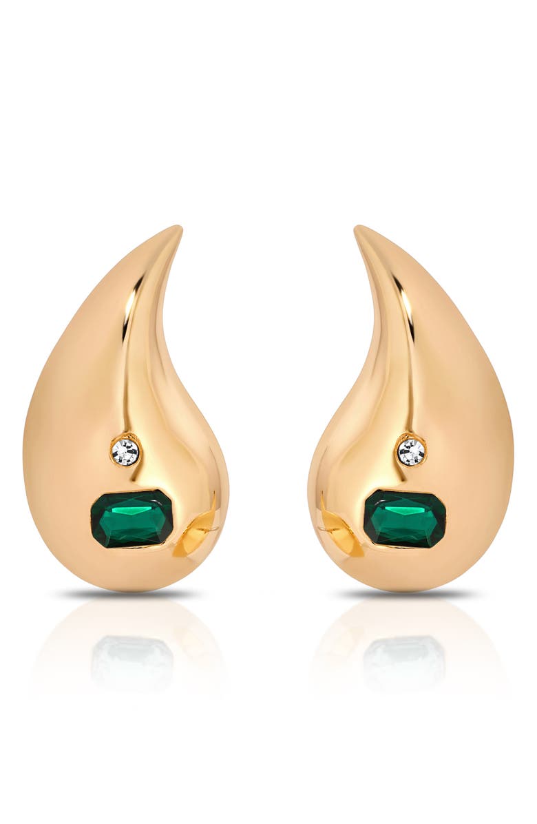 Ettika Teardrop Statement Earrings, Main, color, Green