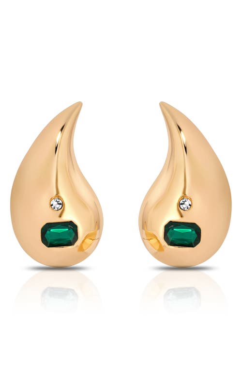 Ettika Teardrop Statement Earrings in Green 