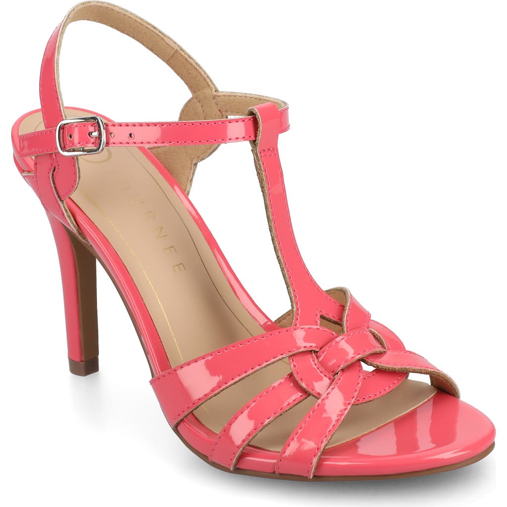 Journee Collection Valry Strappy Sandal In Patent/coral