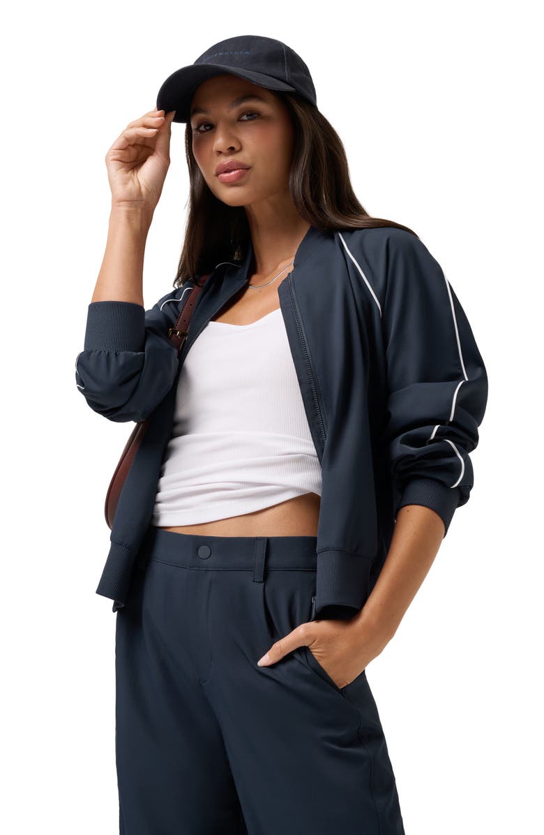 TravisMathew Opening Shot Bomber Jacket, Alternate, color, Navy Blazer