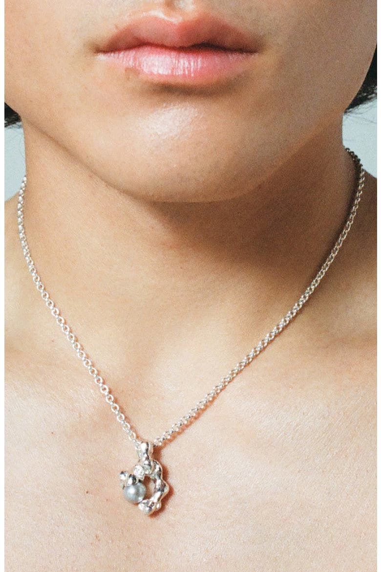 Fellini Cultured Pearl Pendant Necklace, Alternate, color, SILVER