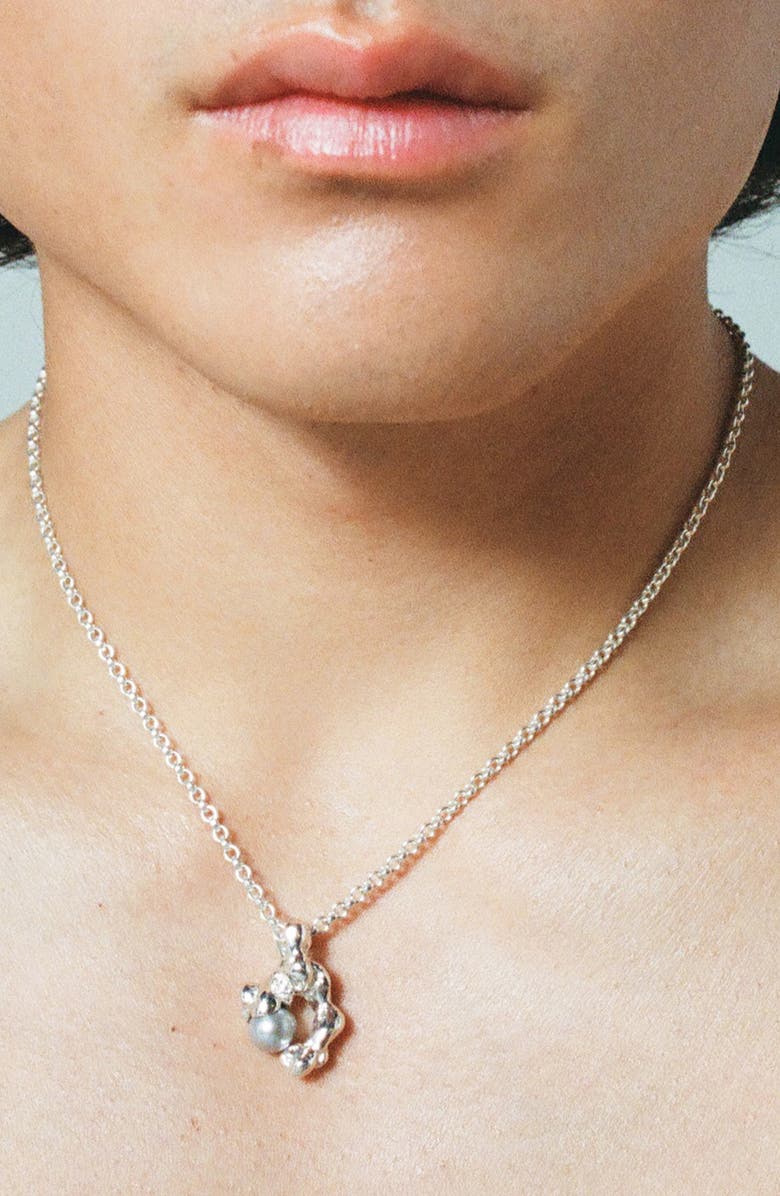 FARIS Fellini Cultured Pearl Pendant Necklace, Alternate, color, Silver