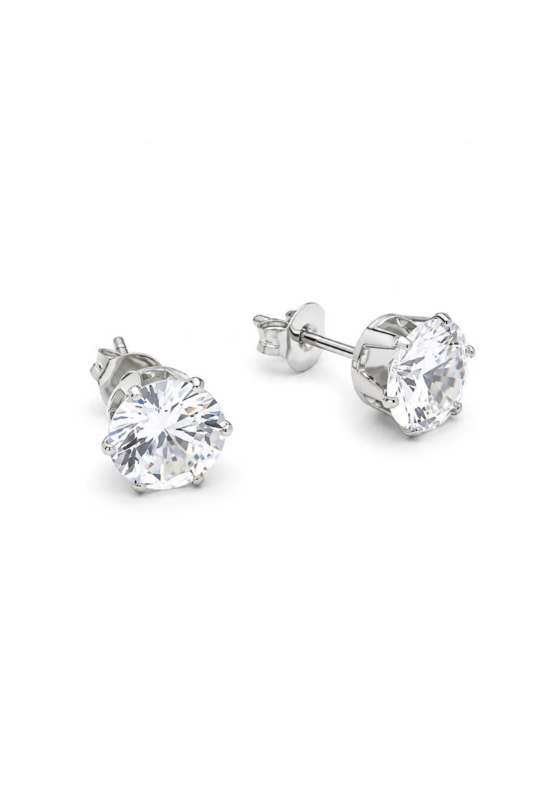 Simulated Diamond Stud Earrings, Main, color, SILVER