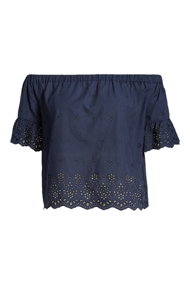 Off the Shoulder Eyelet Top, Alternate, color, TWILIGHT
