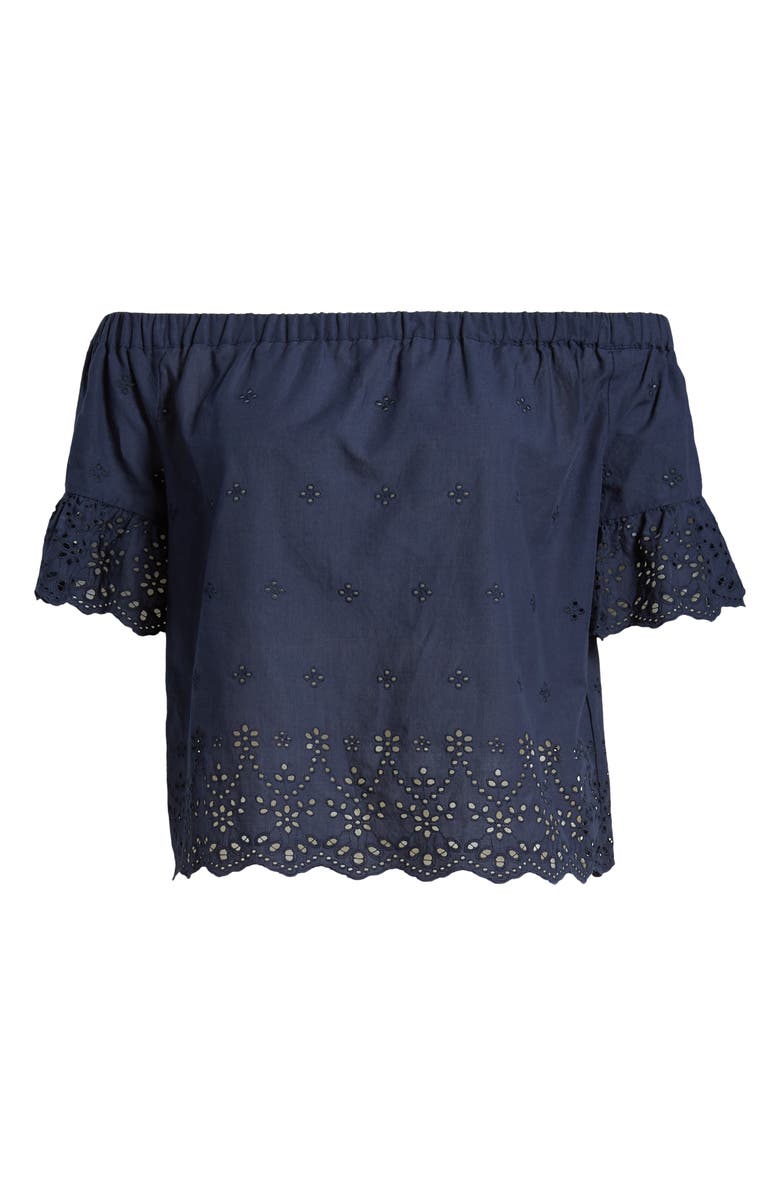 Madewell Off the Shoulder Eyelet Top, Alternate, color, 