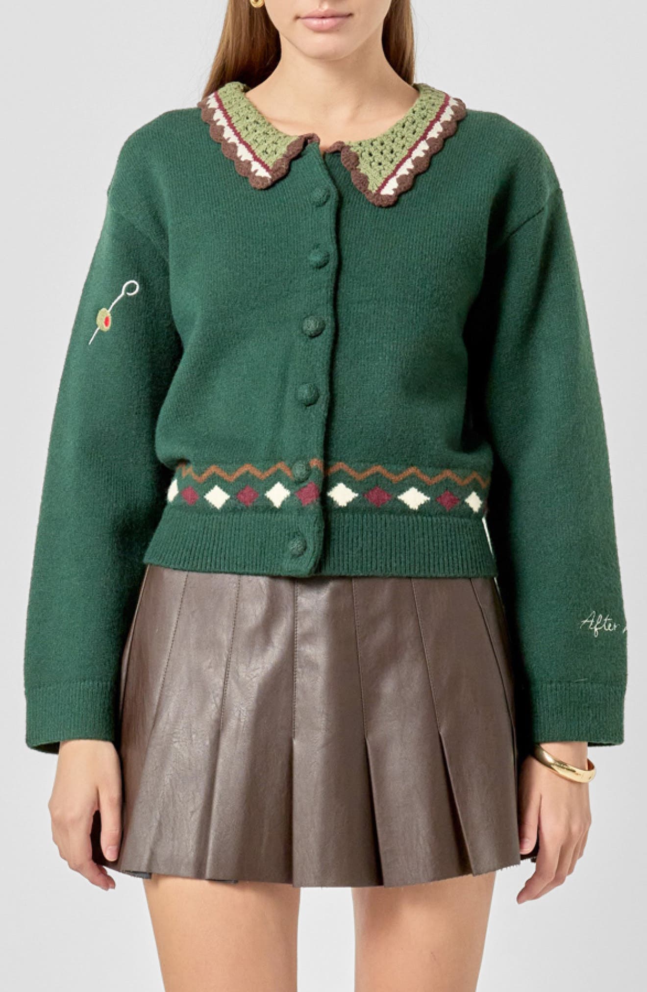 English Factory Embroidered Cardigan with Spread Collar (Women) | Nordstrom