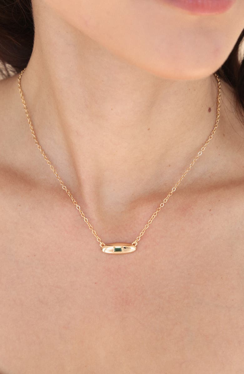 Ettika Baguette Cubic Zirconia Dome Pendant Necklace, Alternate, color, Green