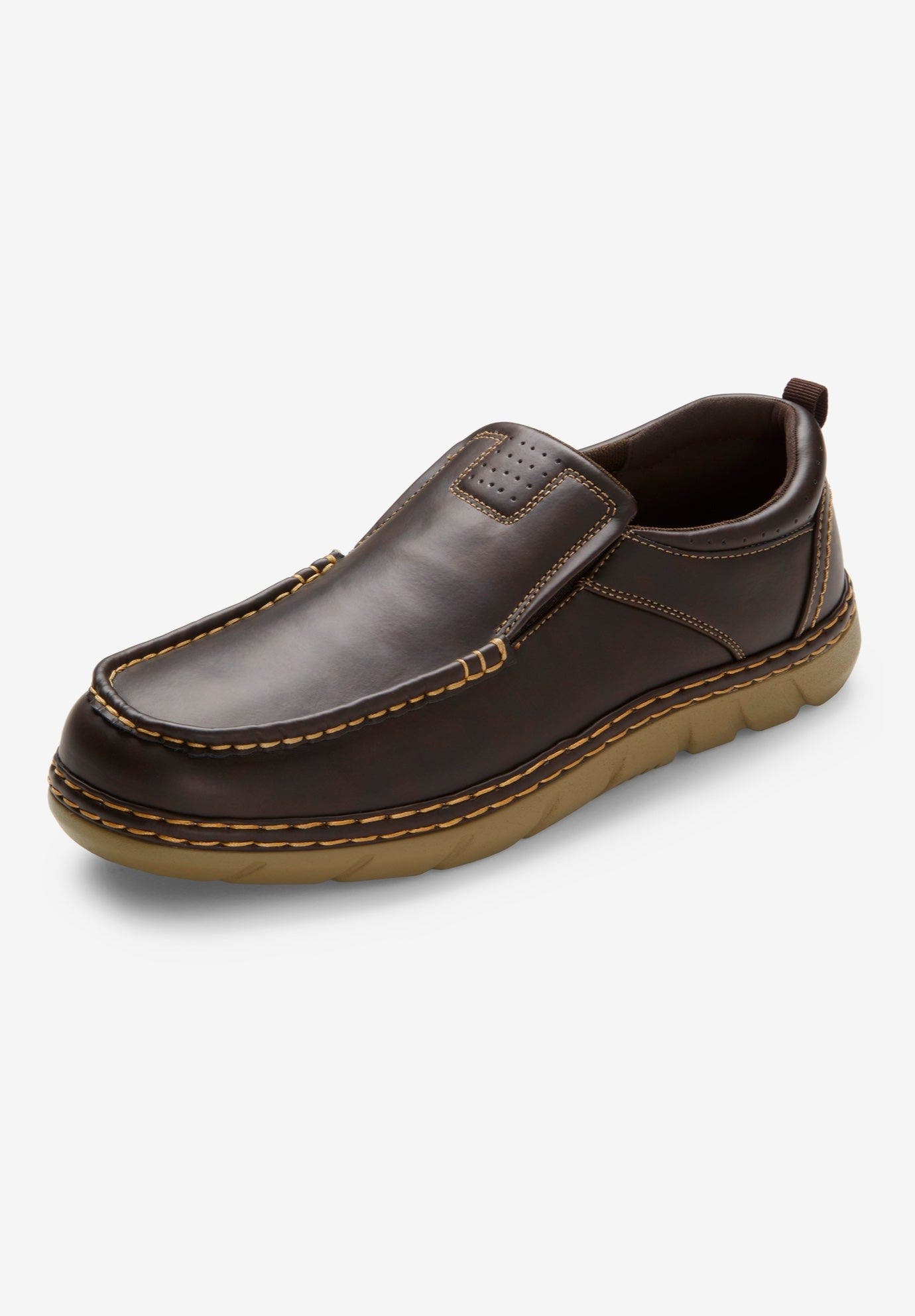 KingSize Casual Leather Slip On, Alternate, color, Brown