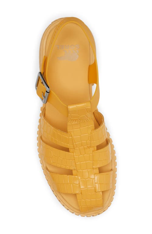 Sorel Ona Embossed Leather Fisherman Sandals In Yellow Ray/pilsner