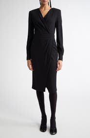 Max Mara Virtus Long Sleeve Jersey Faux Wrap Dress
