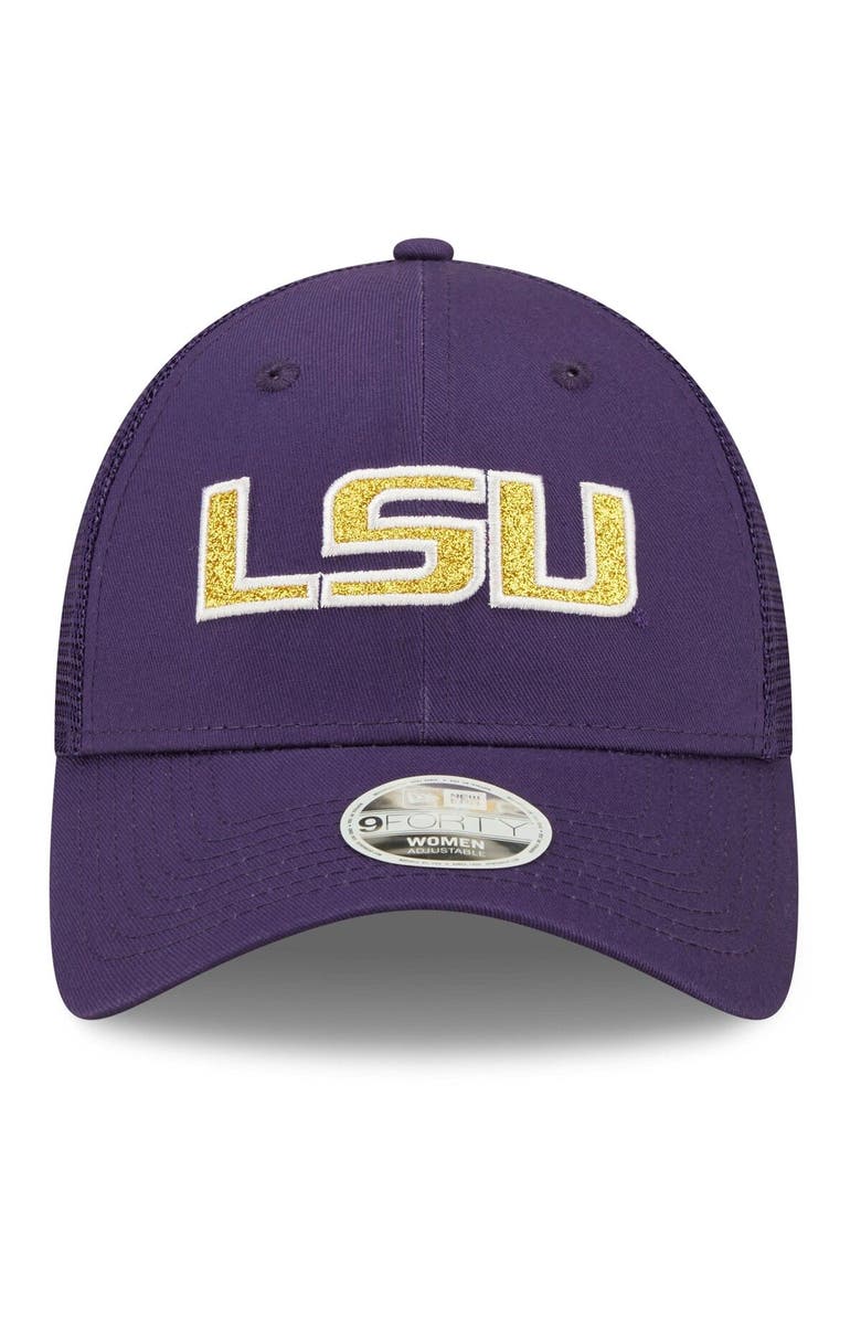 New Era Women's New Era Purple LSU Tigers 9FORTY Logo Spark Trucker Snapback Hat, Alternate, color,