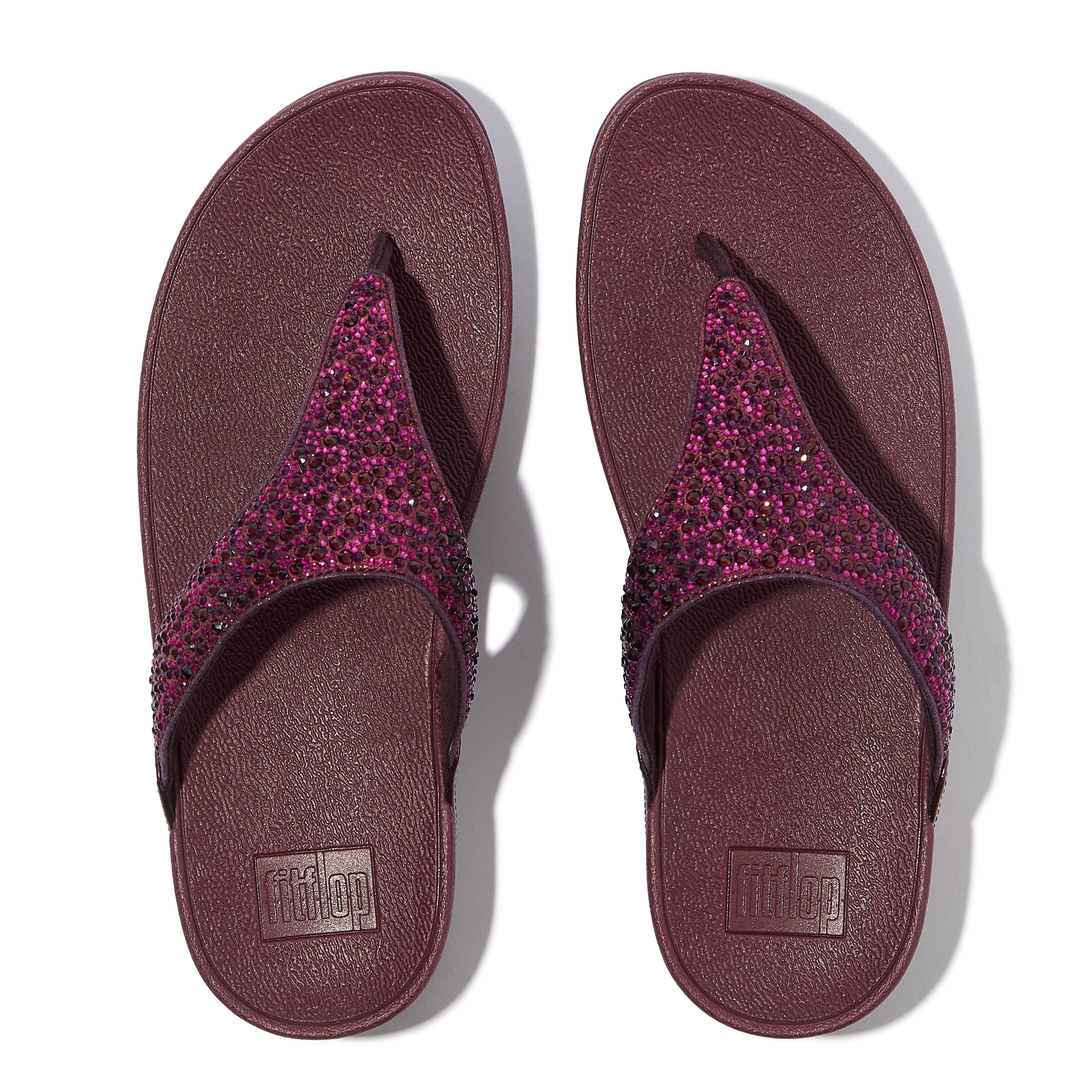 Lulu Crystal-mix toe-post sandals, Alternate, color, Metallic Plumberry