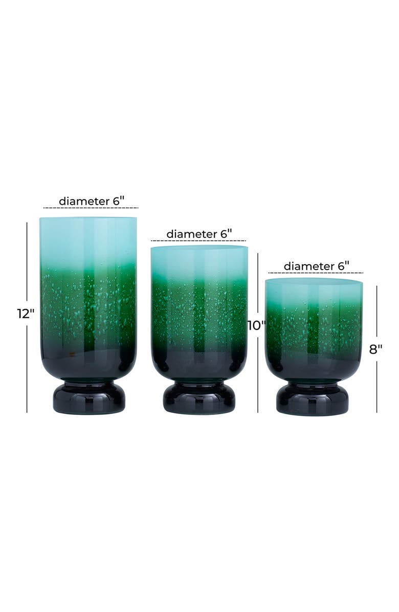 Novogratz Green Glass Pillar Hurricane Lamp with Ombré Effect - Set of 3, Alternate, color, 