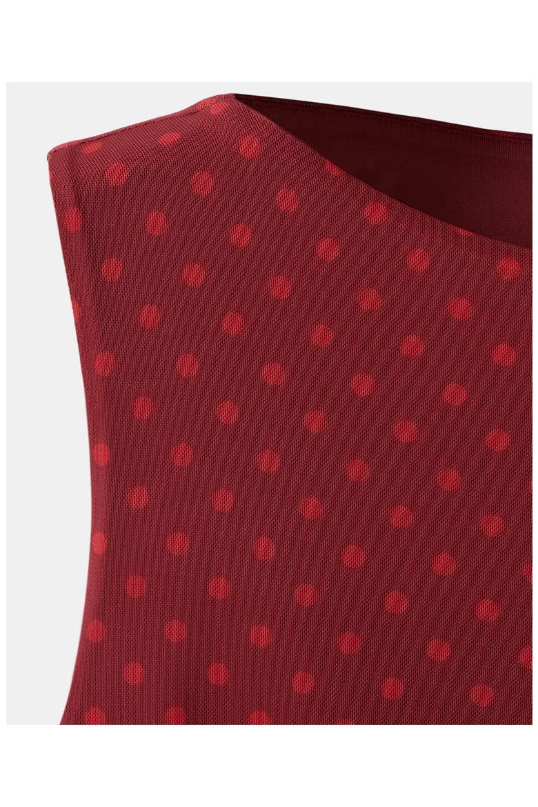 Dot Print Ruched Sleeveless Tulle Minidress, Alternate, color, RED
