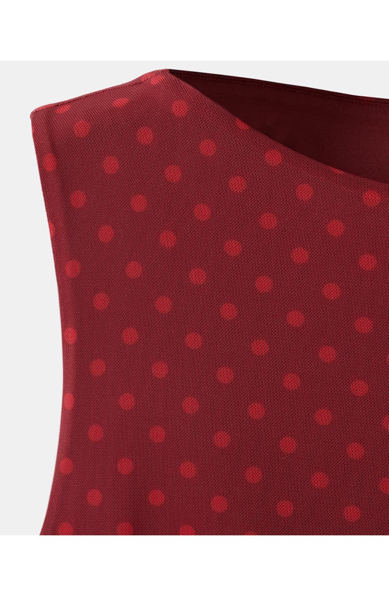 MANGO Dot Print Ruched Sleeveless Tulle Minidress, Alternate, color, Red