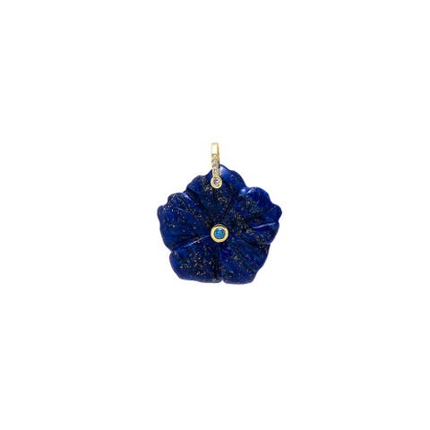 CZ Bezel Natural Stone Flower Charm