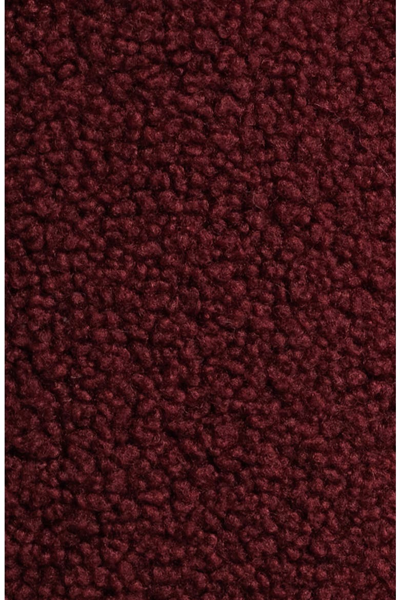 Zip Front Faux Shearling Jacket, Alternate, color, MERLOT