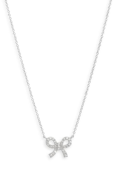 14k Gold Diamond Bow Pendant Necklace