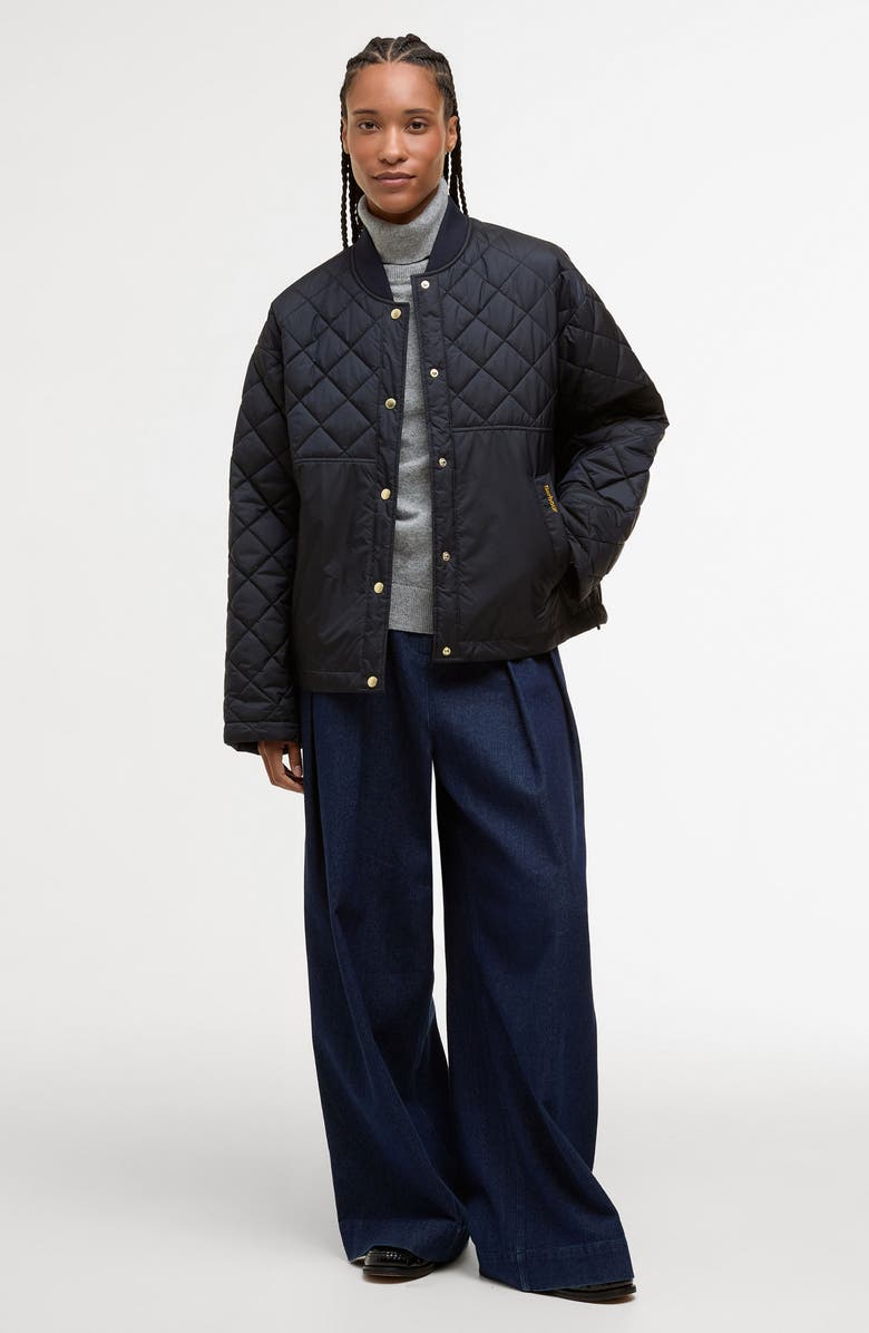Barbour Wetherby Diamond Quilted Bomber Jacket, Alternate, color, Dark Navy/ Dress Tartan
