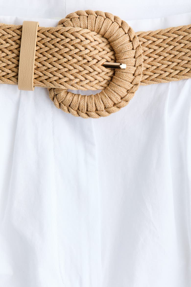 Belted Cotton Shorts, Alternate, color, White